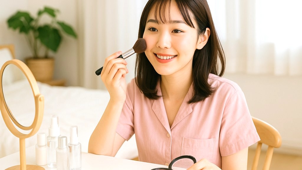 チークを入れる