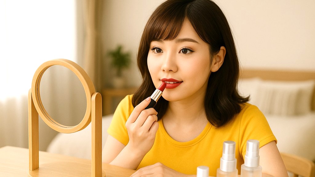 口紅を塗る